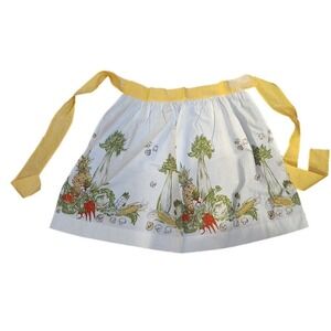 Vtg Handmade Half Apron 16"waist 21"lgth 26"x2 ties flaw Read!